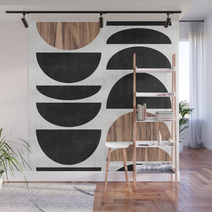 Mid-Century Modern Pattern No.7 - Concrete and Wood Wall Mural