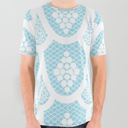Palm Springs Poolside Retro Blue Lace All Over Graphic Tee