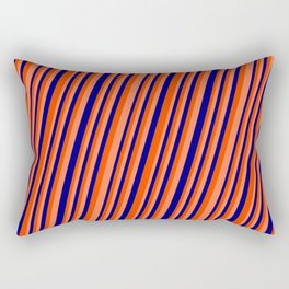 [ Thumbnail: Blue, Red & Coral Colored Lines/Stripes Pattern Rectangular Pillow ]