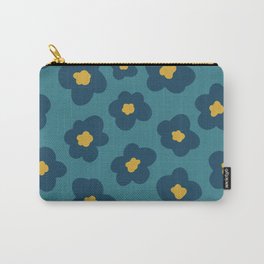 poppy in blue and gold on teal green Carry-All Pouch