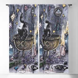 Black cat, magic illustration Blackout Curtain