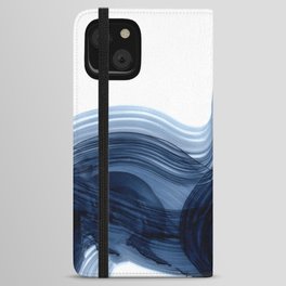 Abstract Blue Grey Minimal Brushstrokes iPhone Wallet Case