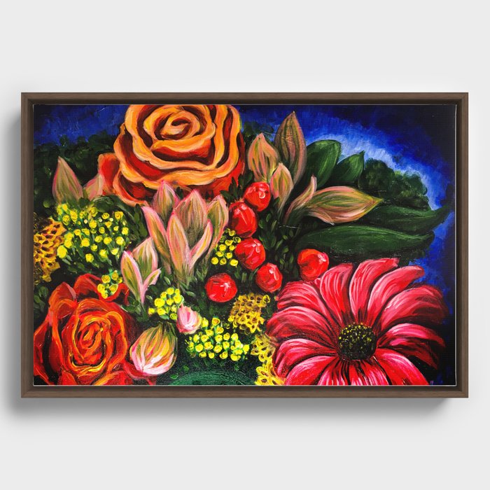 Spring Blossom, Florals painting, colorful flowers art, Mother Day Gift Framed Canvas