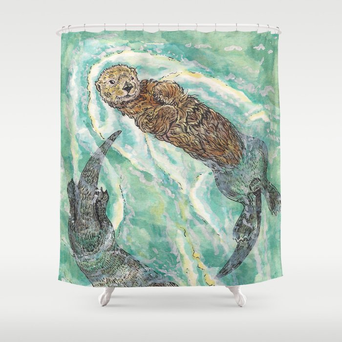 Two Otters Shower Curtain