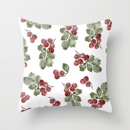 Holly Very Berry Holiday Throw Pillow
