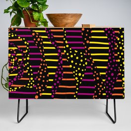 Spots and Stripes 2 - Black, Pink, Orange and Yellow Credenza