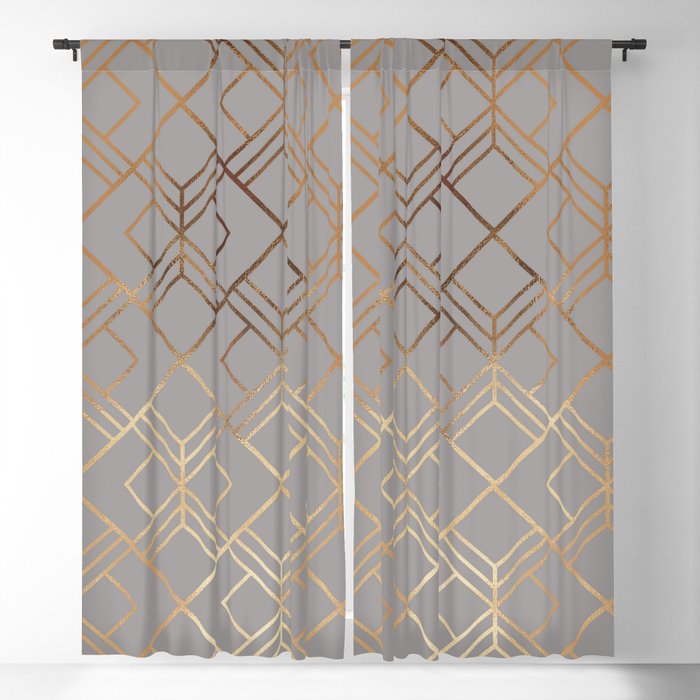 Modern elegant gray gold foil geometrical gradient Blackout Curtain by ...