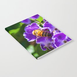 Purple Flowers with Bee Notebook