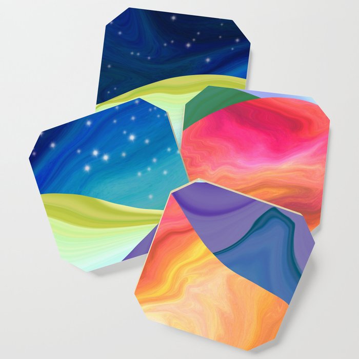 Starry Night Abstract Landscape Coaster
