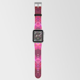Psychedelic Kaleidoscope Flower Pink Red and Green Apple Watch Band