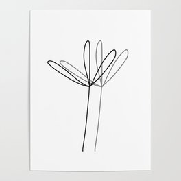 Simple Stems Poster | Simple, Black And White, Flowers, Line Art, Abstract, Modern, Drawing, Nature, Stems, Lines 