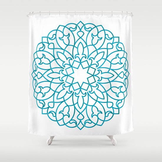 Turquoise Arabesque Shower Curtain By, Arabesque Shower Curtain