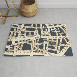PARIS MAP GREY GOLD Rug | Street, Pattern, Gold, Hollizollinger, Rue, Paris, Antique, Map, Drawing, Travel 