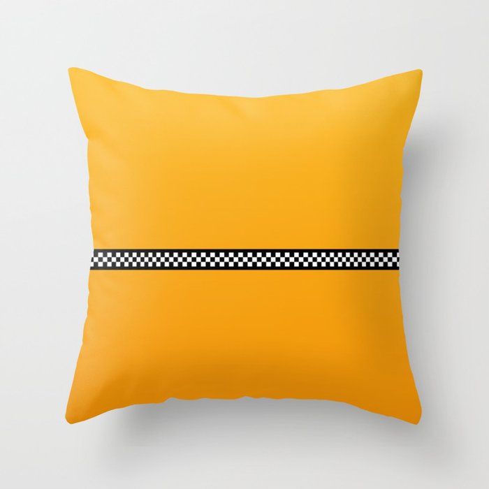 Ny Taxi Cab Yellow With Black And White Check Band Throw Pillow By