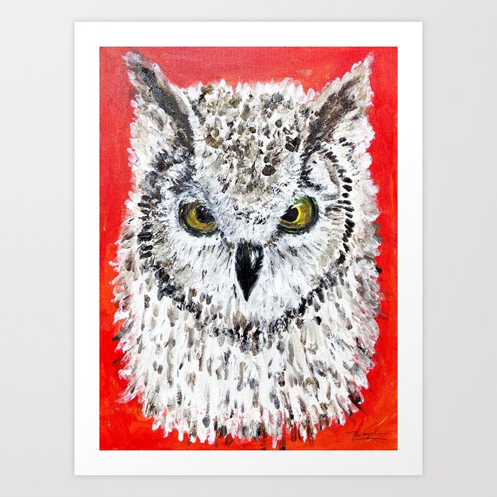White Owl Animal Art Print