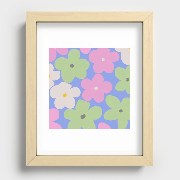 Cheerful Indie Flowers in Pastel Retro Aesthetic Recessed Framed Print