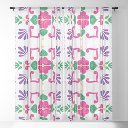 Pink 2, Framed Talavera Flower Sheer Curtain