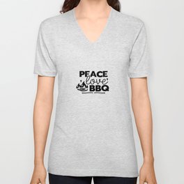 Peace Love BBQ V Neck T Shirt