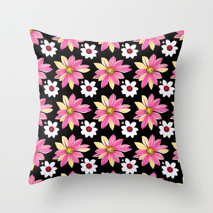 Daisy Flower Pattern Throw Pillow