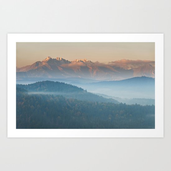 The mountains are calling #sunset Art Print