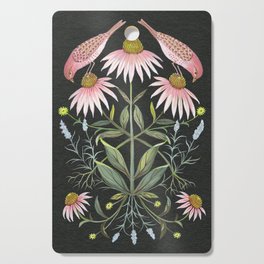 Echinacea and Finches Cutting Board