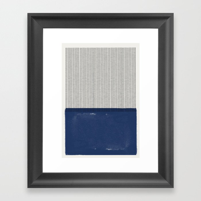 Navy Blue Mid Century  Framed Art Print