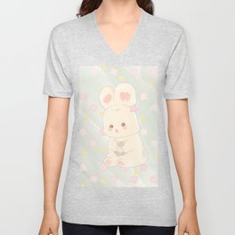 Rabbit playing with flowers V Neck T Shirt