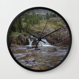 Redrock Falls - Glacier National Park Wall Clock