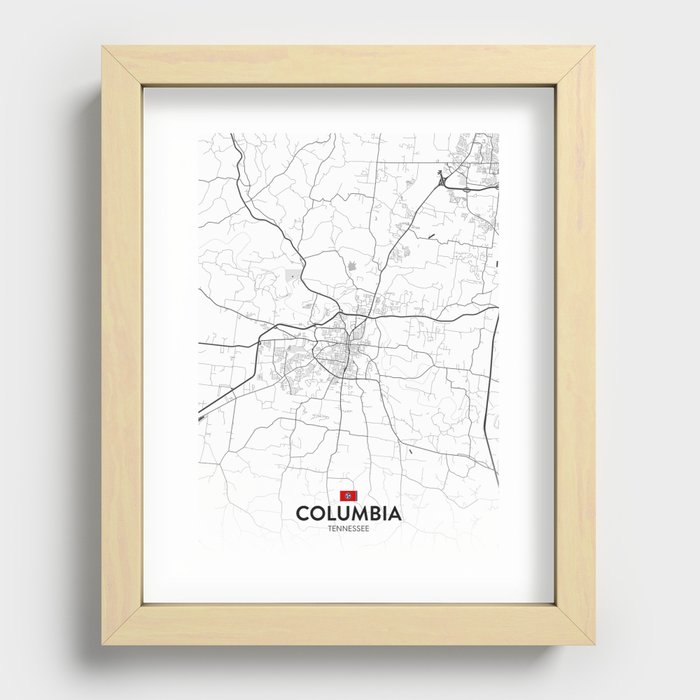 Columbia, Tennessee, United States - Light City Map Recessed Framed Print