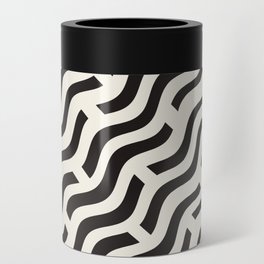 Black and White Wave Pattern Can Cooler