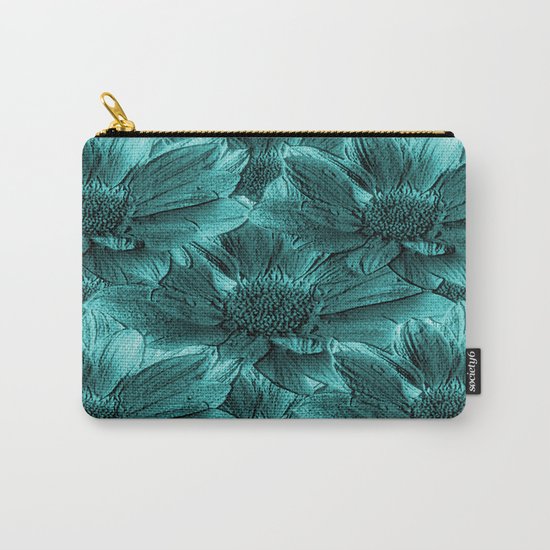 Turquoise Floral Abstract Carry-All Pouch