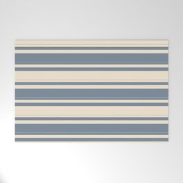 [ Thumbnail: Light Slate Gray and Beige Colored Pattern of Stripes Welcome Mat ]