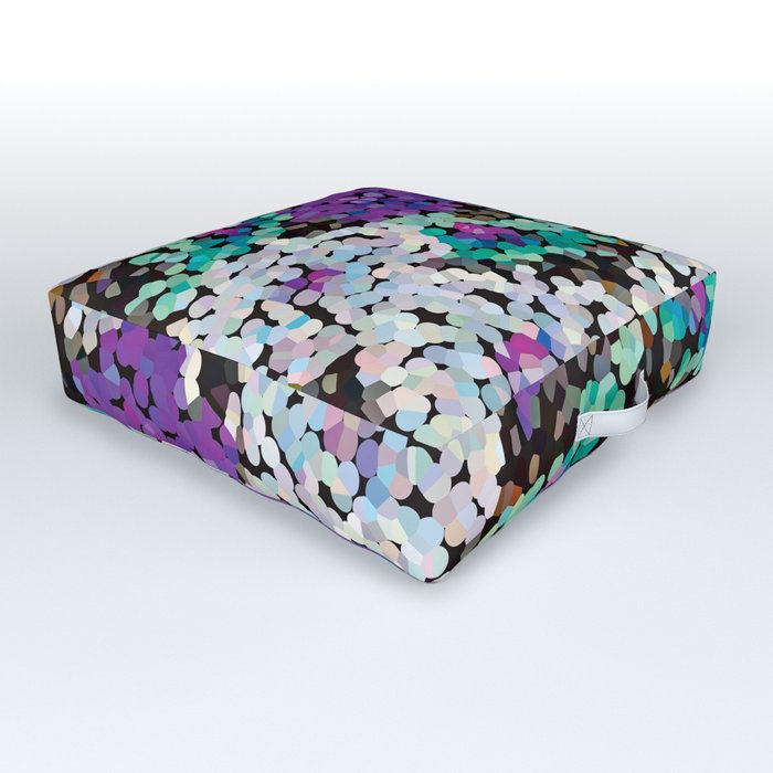 Abstract Modern Floral Crystal Pattern in Violet and Aqua Green Outdoor Floor Cushion