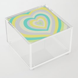 Retro Groovy Love Hearts - blue lime grey  Acrylic Box