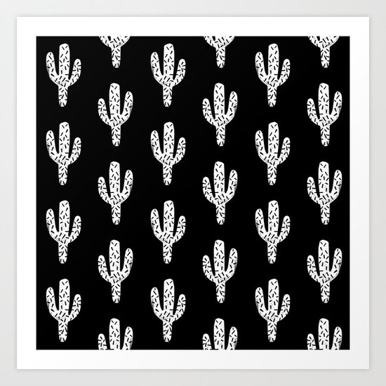 Cactus minimal linocut pattern southwest printmaking art summer Art Print
