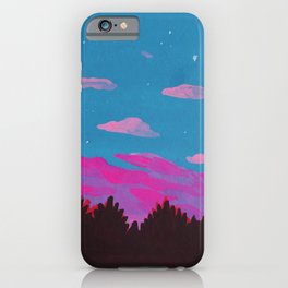 Woods iPhone Case | Acrylic, Stars, Woodland, Painting, Illustration, Nightsky, Landscape, Nature, Trees, Watercolor 