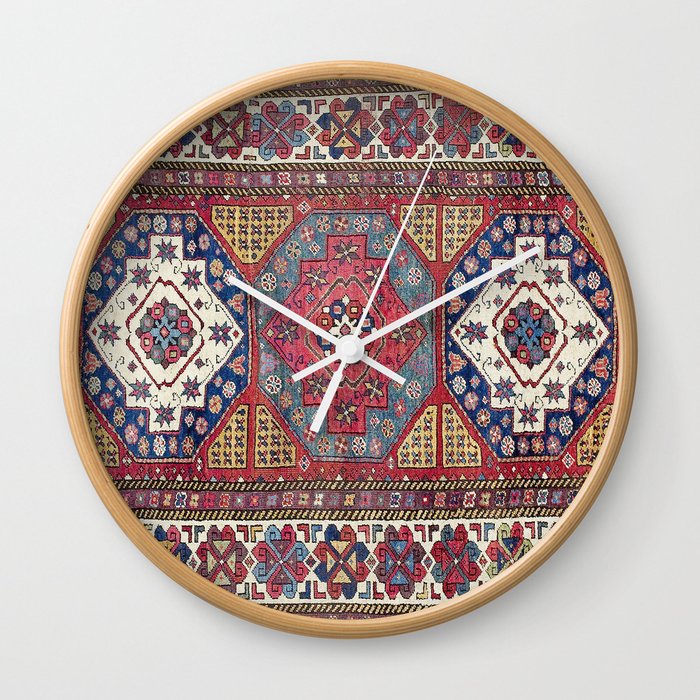 Shahsavan Azerbaijan Antique Tribal Persian Rug Print Wall Clock