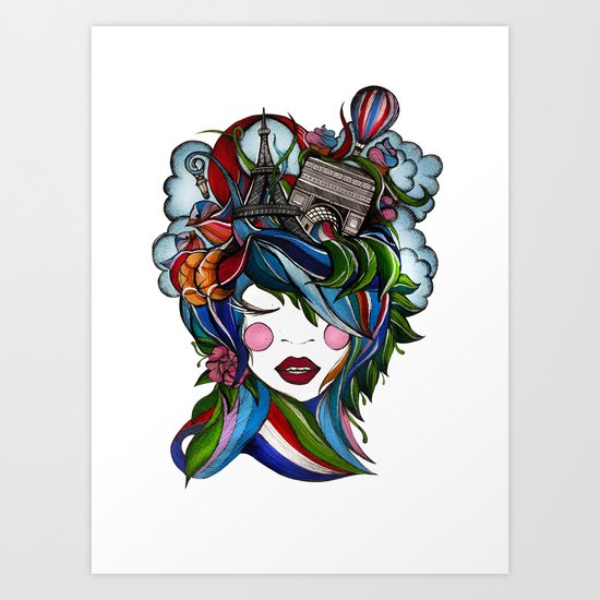 Paris girl Art Print