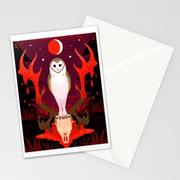 Hush, now. - Barn owl with skull Stationery Cards