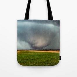 Roaming the Earth - Tornado Rumbles Over Plains Landscape on Spring Day in Kansas Tote Bag