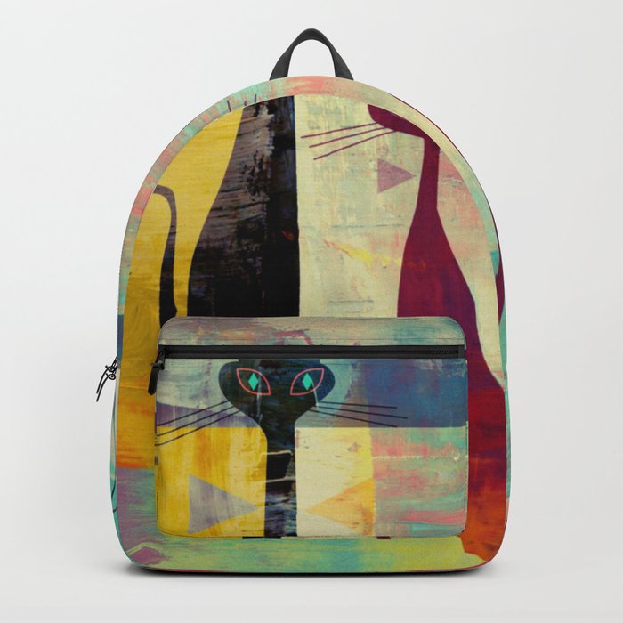 Mid-Century Modern 2 Cats - Graffiti Style Backpack