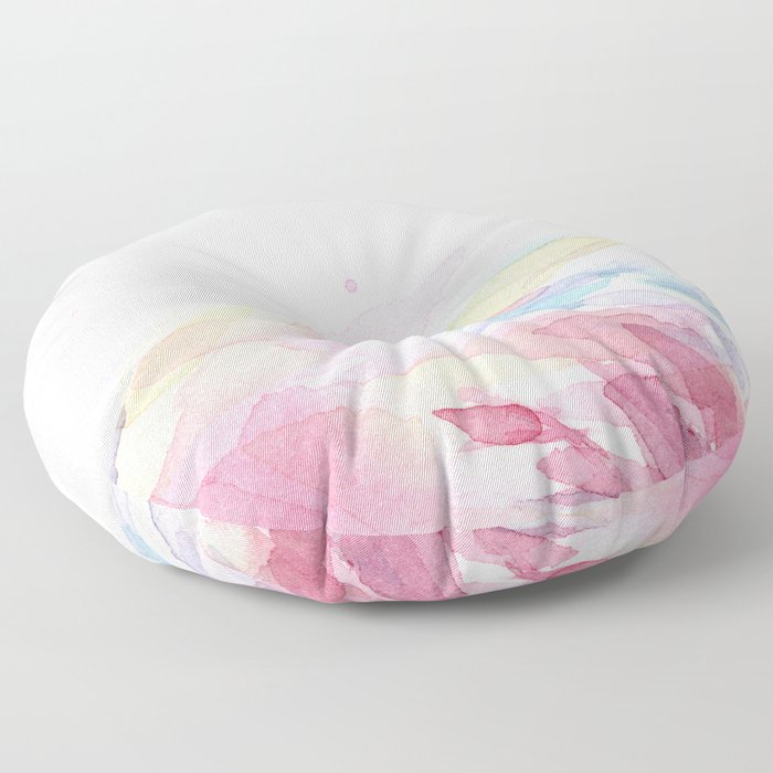 Pink Flamingo Soft Feathers Pastel Watercolor Texture Floor Pillow