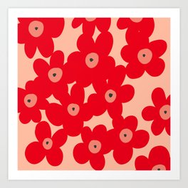 Red flower pattern  Art Print