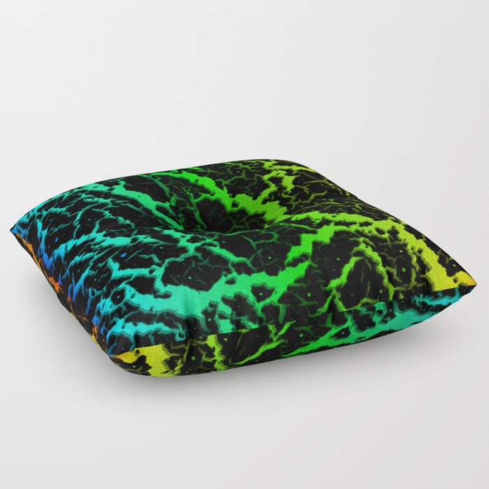 Cracked Space Lava - Rainbow BCGYR Floor Pillow