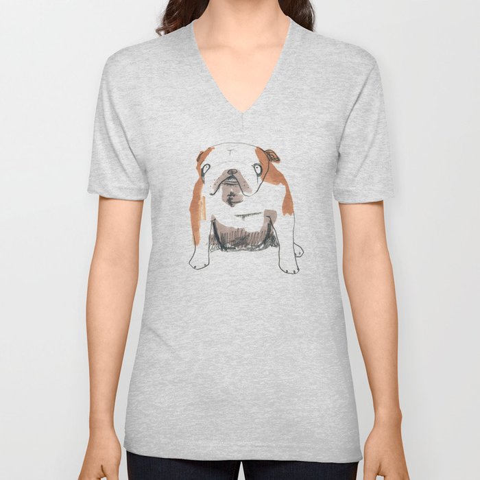 Bulldog V Neck T Shirt