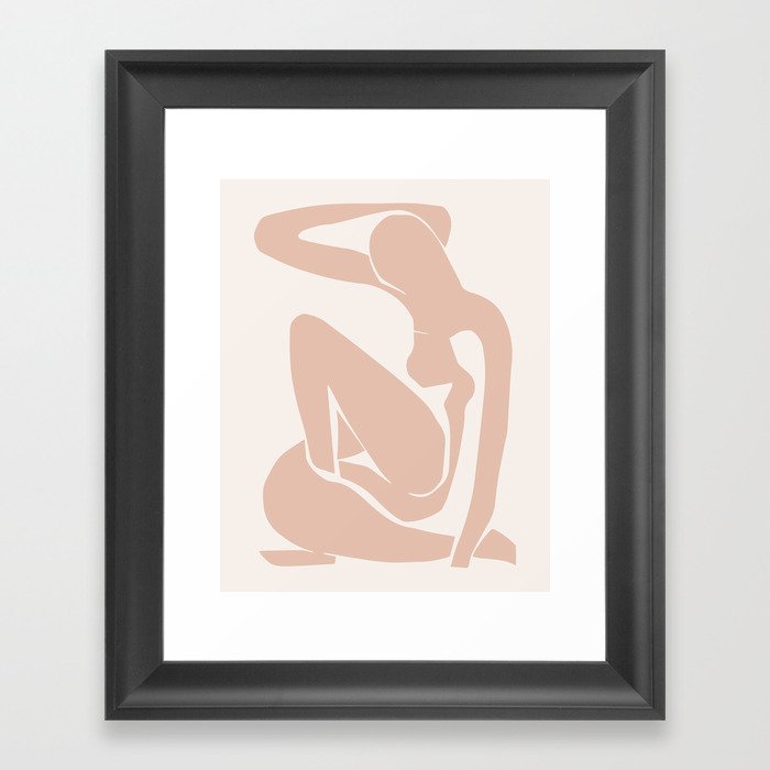 Blush Pink Matisse Nude I, Matisse Abstract Nude Artwork, Mid Century Boho Decor Framed Art Print