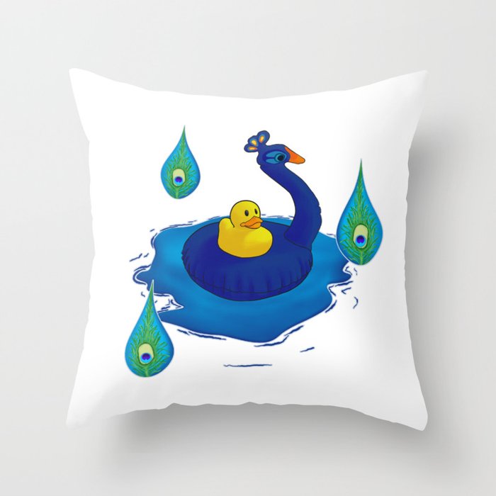 Floaty Duck Throw Pillow