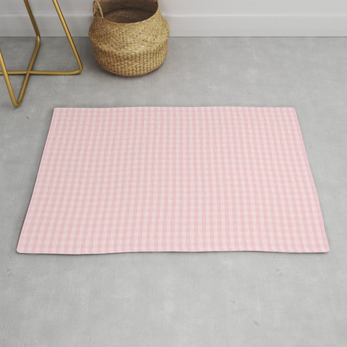 Mini Millennial Pink Pastel Color Gingham Check Rug