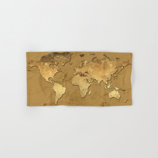 world map marble gold 3 Hand & Bath Towel