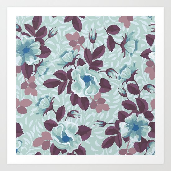 Retro Floral Pattern Art Print